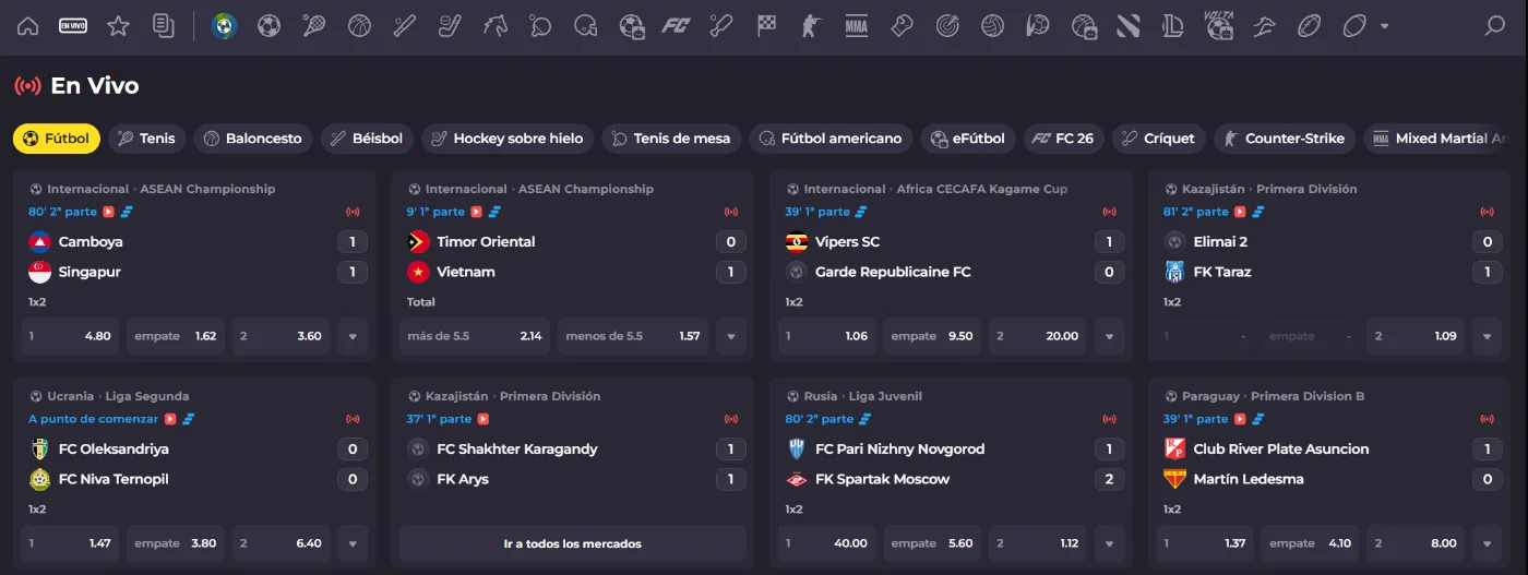 Apuestas en vivo Instant Win casino apuestas deportivas en vivo con partidos de fútbol y cuotas online